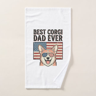 Best Corgi Dad Ever Patriotic Vintage Dog Shirt_1 Hand Towel