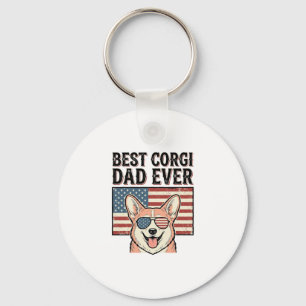 Best Corgi Dad Ever Patriotic Vintage Dog Shirt_1 Key Ring