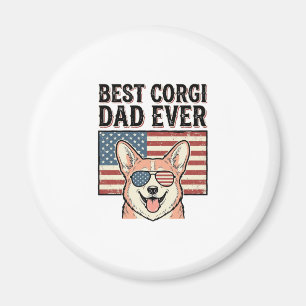 Best Corgi Dad Ever Patriotic Vintage Dog Shirt_1 Magnet