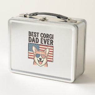 Best Corgi Dad Ever Patriotic Vintage Dog Shirt_1 Metal Lunch Box