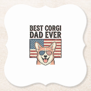 Best Corgi Dad Ever Patriotic Vintage Dog Shirt_1 Paper Coaster