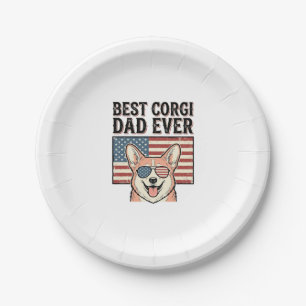 Best Corgi Dad Ever Patriotic Vintage Dog Shirt_1 Paper Plate