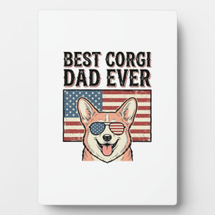 Best Corgi Dad Ever Patriotic Vintage Dog Shirt_1 Plaque