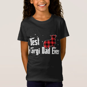 Best Corgi Dad Ever Red Plaid Christmas For Dog Lo T-Shirt