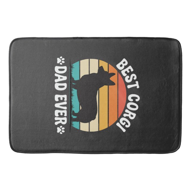 Best Corgi Dad Ever Retro Dog Bath Mat (Front)