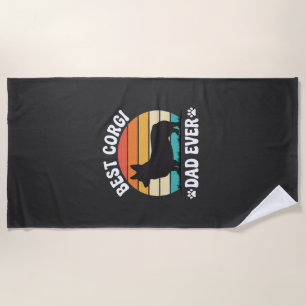 Best Corgi Dad Ever Retro Dog Beach Towel