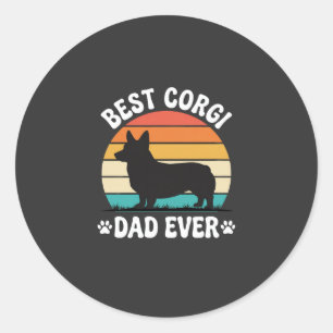 Best Corgi Dad Ever Retro Dog Classic Round Sticker