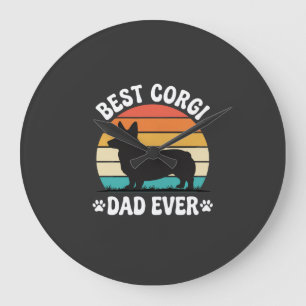 Best Corgi Dad Ever Retro Dog Large Clock