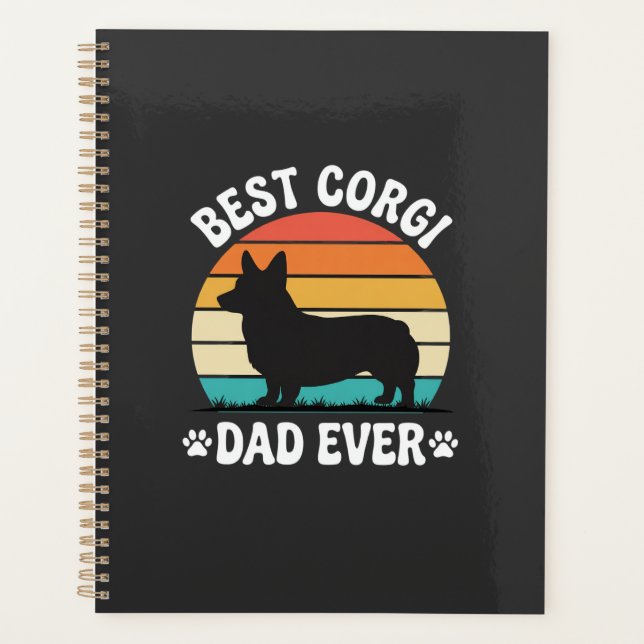 Best Corgi Dad Ever Retro Dog Planner (Front)