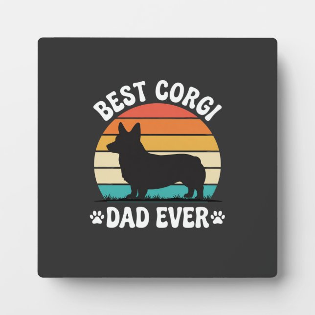 Best Corgi Dad Ever Retro Dog Plaque (Front)