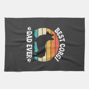 Best Corgi Dad Ever Retro Dog Tea Towel