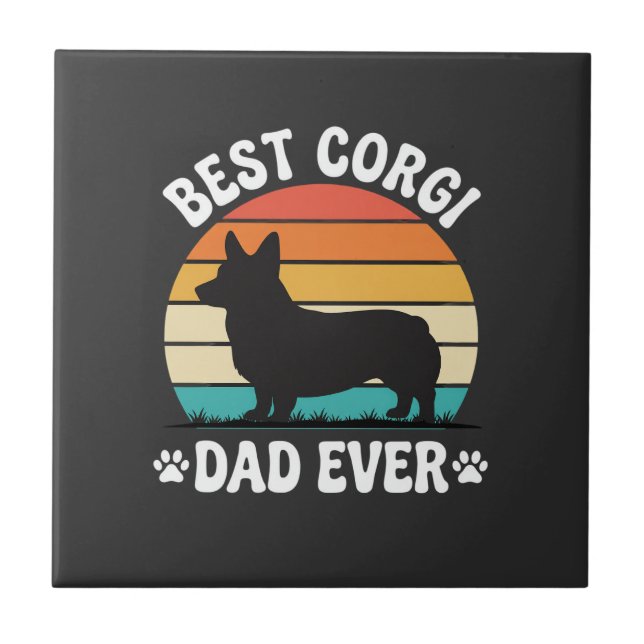 Best Corgi Dad Ever Retro Dog Tile (Front)