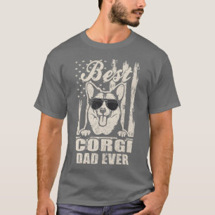 Best Corgi Dad Ever Vintage Retro Flag Dog Dad64 T-Shirt
