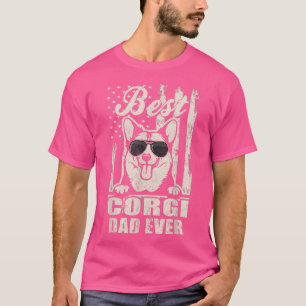 Best Corgi Dad Ever Vintage Retro Flag Dog Dad T-Shirt
