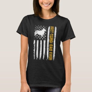 Best Corgi Dog Dad Ever American Flag T-Shirt