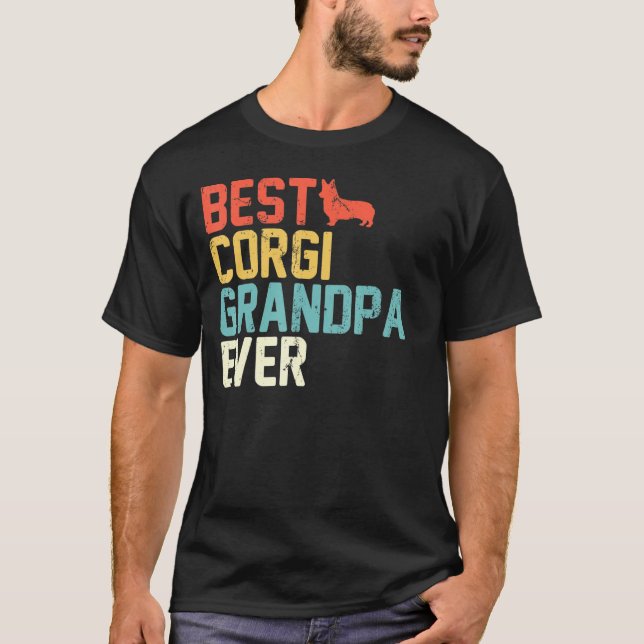 Best Corgi Grandpa Ever Retro Grandpa T-Shirt (Front)