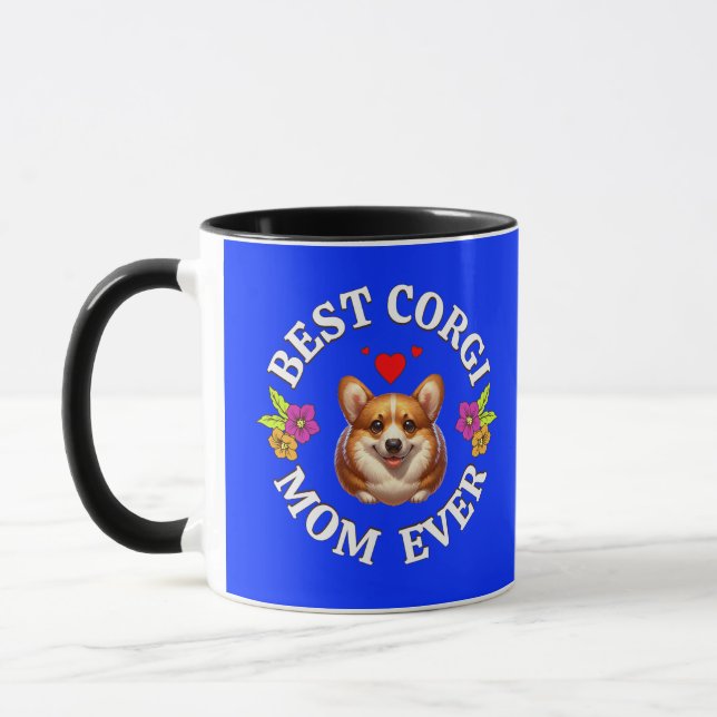 Best Corgi Mum Ever, Gift for Dog Lovers Mug (Left)