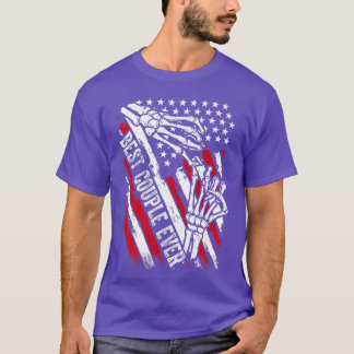 Best Couple Ever Skeleton Hands USA Flag  T-Shirt
