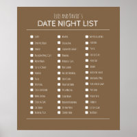 Best couple's gift date night bucket list poster