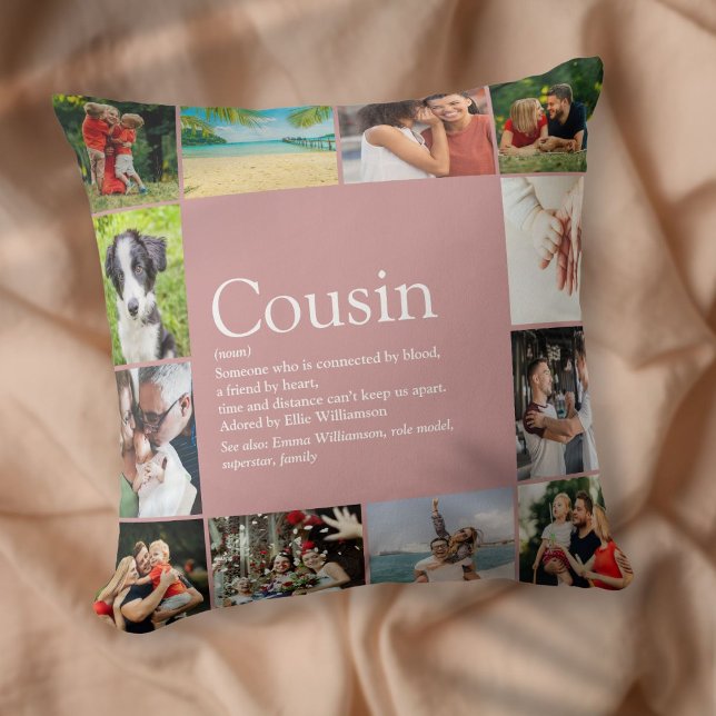 Best Cousin Ever Definition 12 Photo Pink Cushion (Best Cousin Ever Definition 12 Photo Pink Throw Pillow)
