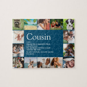 Best Cousin Ever Definition 14 Photo Collage Blue Jigsaw Puzzle