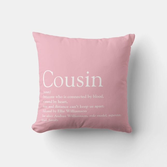 Best Cousin Ever Definition Girly Pink Cushion (Front)