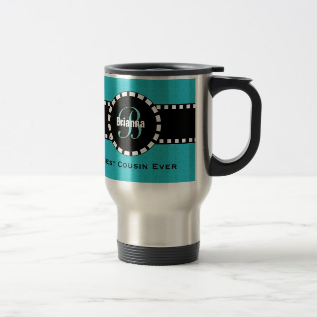 Best COUSIN Ever Monogram Custom Name V04 Travel Mug (Right)