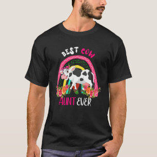 Best Cow Aunt Ever Cute Cow Bow Tie Farmer Mother' T-Shirt