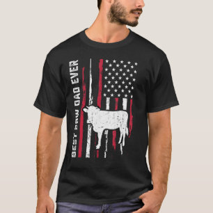 Best Cow Dad Ever Cow Farm Farmer American Flag T-Shirt