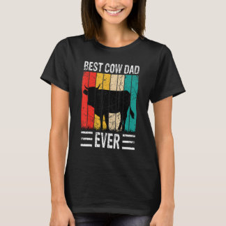 Best Cow Dad Ever Cow Farm Farmer Retro Vintage 60 T-Shirt