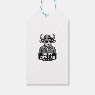 Best Cow Dad Ever Vintage Engraving Design_1 Gift Tags