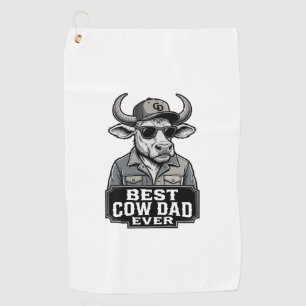 Best Cow Dad Ever Vintage Engraving Design_1 Golf Towel