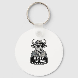 Best Cow Dad Ever Vintage Engraving Design_1 Key Ring