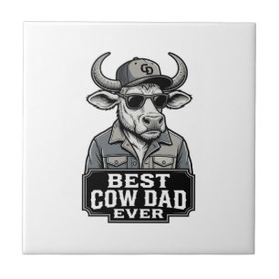Best Cow Dad Ever Vintage Engraving Design_1 Tile