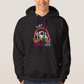 Best Cow Stepmom Ever Cute Cow Bow Tie Farmer Moth Hoodie