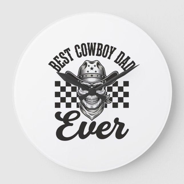 Best Cowboy Dad Skull Western Shirt Design_1 Large Clock (Front)