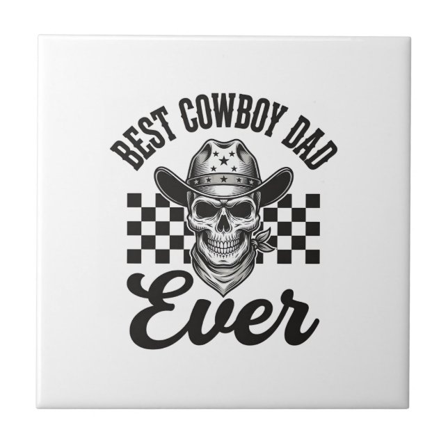 Best Cowboy Dad Skull Western Shirt Design_1 Tile (Front)