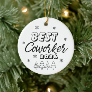 Best Coworker Ever Ornament, Personalised Team  Ceramic Tree Decoration