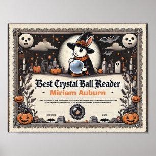 Best Crystal Ball Reader Diploma - Witch Rabbit Poster