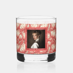 Best Custom Tulip Flower Her Birthday Whiskey Glass