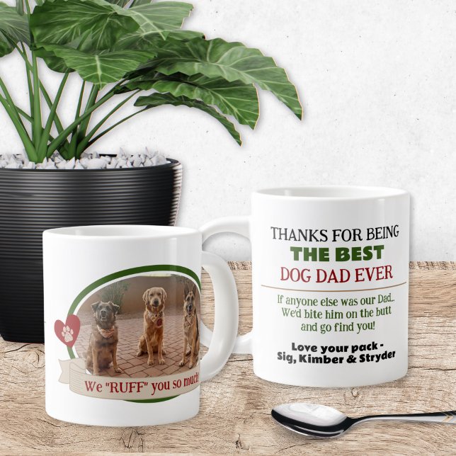 Best Cute Funny Photo Dog Dad Mug (Best ever dog dad gift idea for puppy father's day gift from the dogs coffee mug)