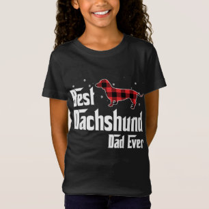 Best Dachshund Dad Ever Red Plaid Christmas For Do T-Shirt