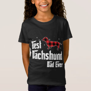 Best Dachshund Dad Ever Red Plaid Christmas For Do T-Shirt