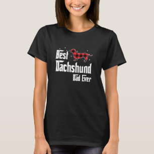 Best Dachshund Dad Ever Red Plaid Christmas For Do T-Shirt