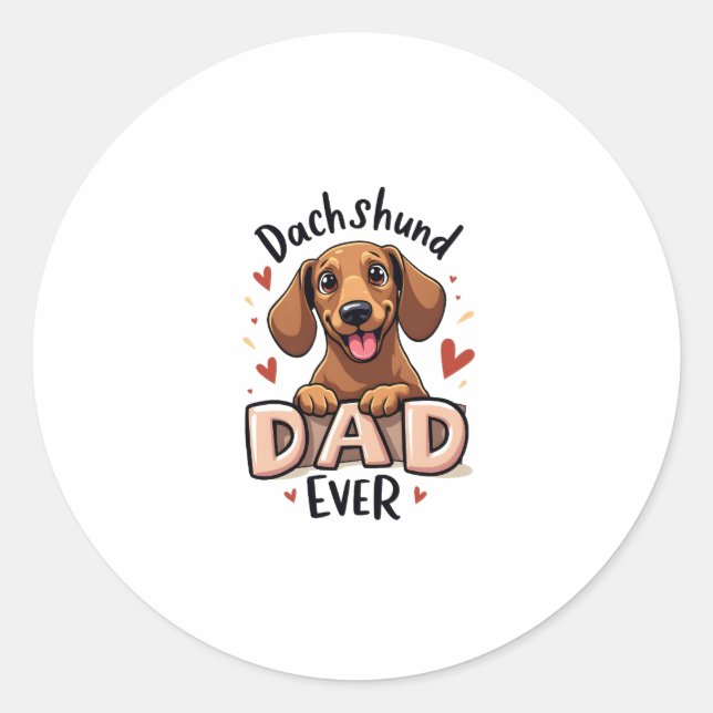 Best Dachshund Dad Ever T Shirt Classic Round Sticker (Front)