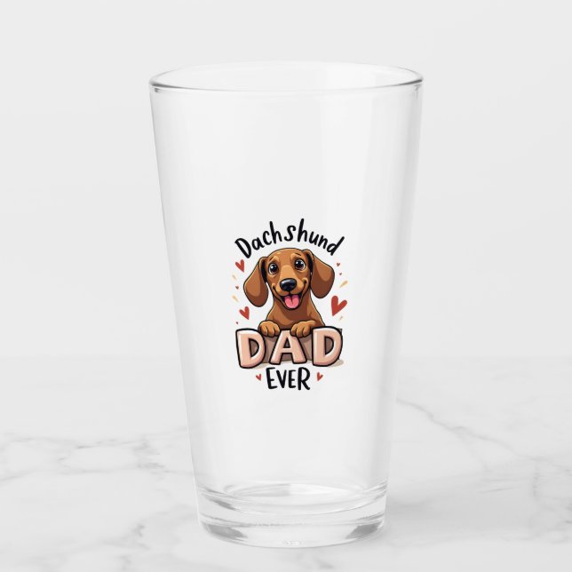 Best Dachshund Dad Ever T Shirt Glass (Front)