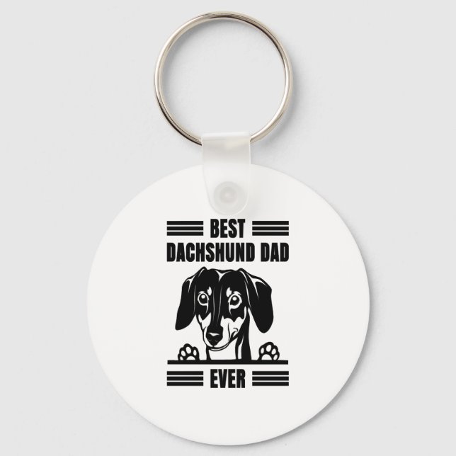 Best Dachshund Dad Ever T Shirt Key Ring (Front)