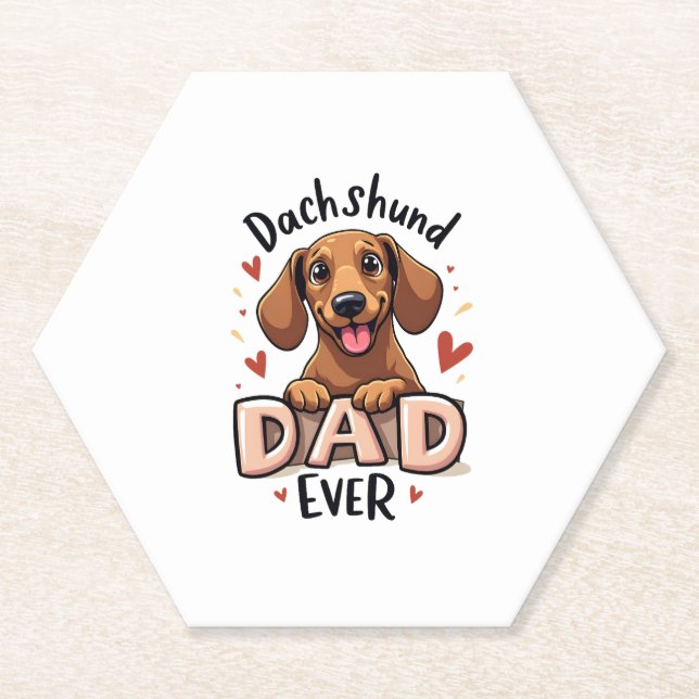 Best Dachshund Dad Ever T Shirt Paper Coaster (Front)