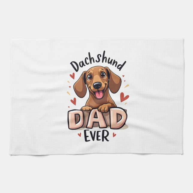 Best Dachshund Dad Ever T Shirt Tea Towel (Horizontal)
