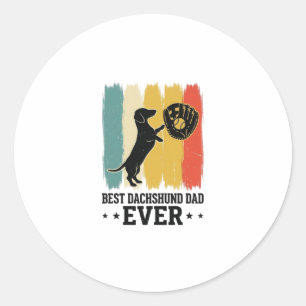 Best Dachshund Dad Ever Vintage Baseball Dog Shirt Classic Round Sticker